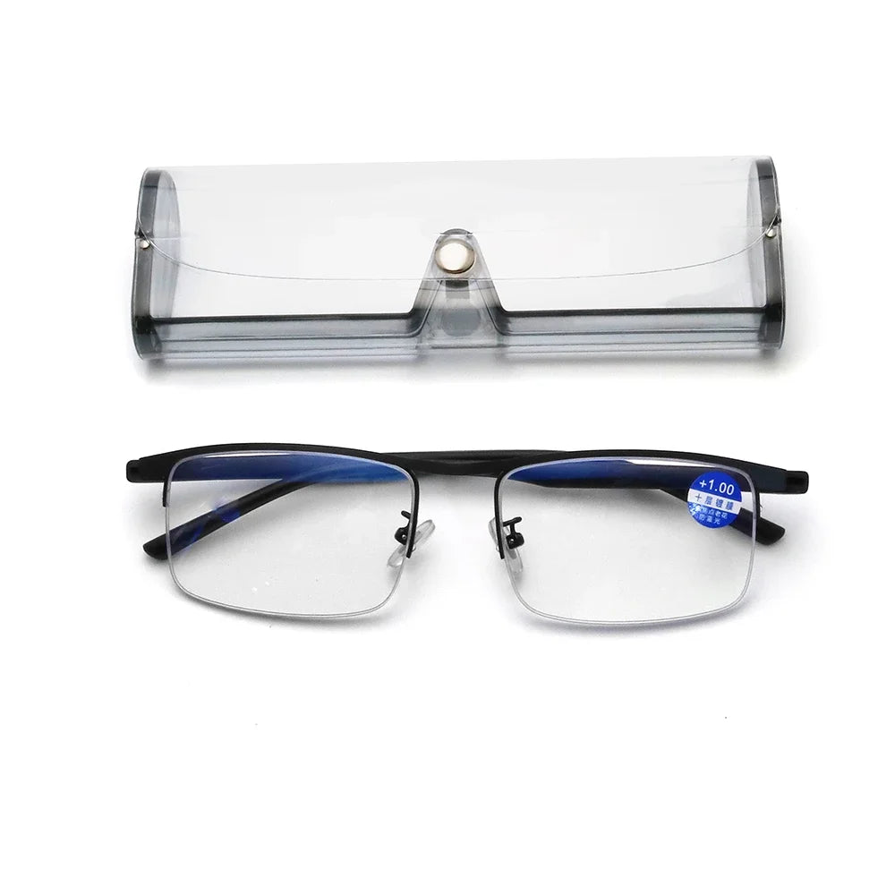 IENJOY Intelligent Multifocal Progressive Reading Glasses Half Frame Dual-use Anti-Blue Light Automatic Adjustment Eyewear
