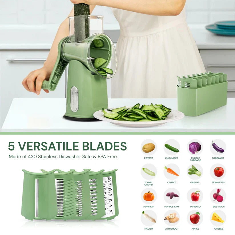 5 in 1 Rotary Cheese Grater Vegetable Slicer