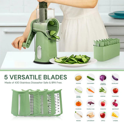 5 in 1 Rotary Cheese Grater Vegetable Slicer
