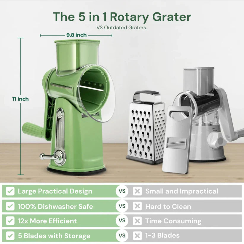 5 in 1 Rotary Cheese Grater Vegetable Slicer