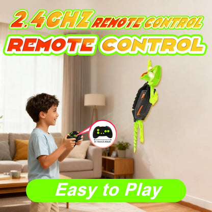 Wall Climbing RC Gecko Toy, Rechargeable Remote Control Lizard with LED Eyes, Dual Mode Floor & Wall Climbing Toy Gift for Kids
