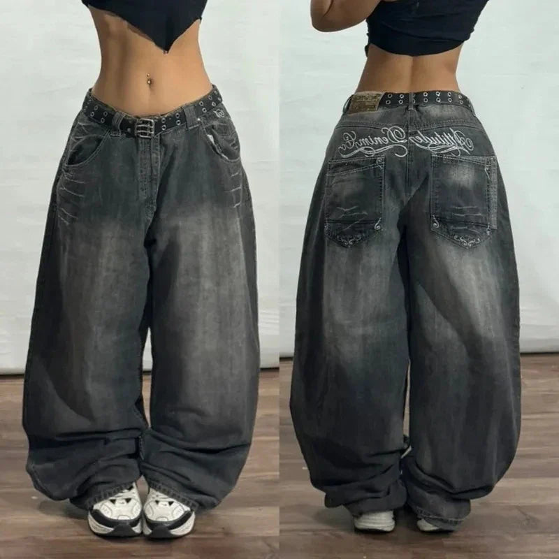 Women's Washed Wide Legged Jeans