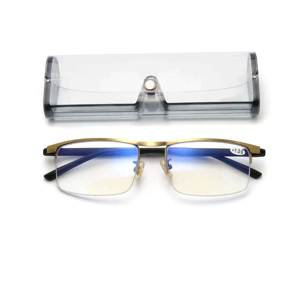 IENJOY Intelligent Multifocal Progressive Reading Glasses Half Frame Dual-use Anti-Blue Light  Automatic Adjustment Eyewear