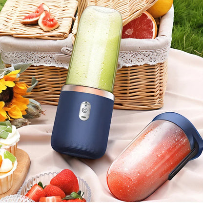 Portable Electric Juicer Blender – Small Household Smoothie Maker with Double Cups & Lids, Rechargeable Mini Juice Machine