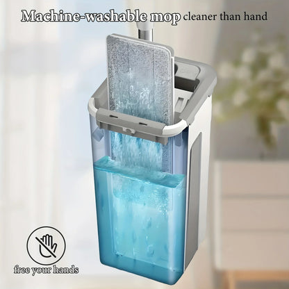 Magic Mop and Bucket Set – 360° Spin Flat Mop with 4 Microfiber Pads for Wet & Dry Floor Cleaning, Home Kitchen Bathroom